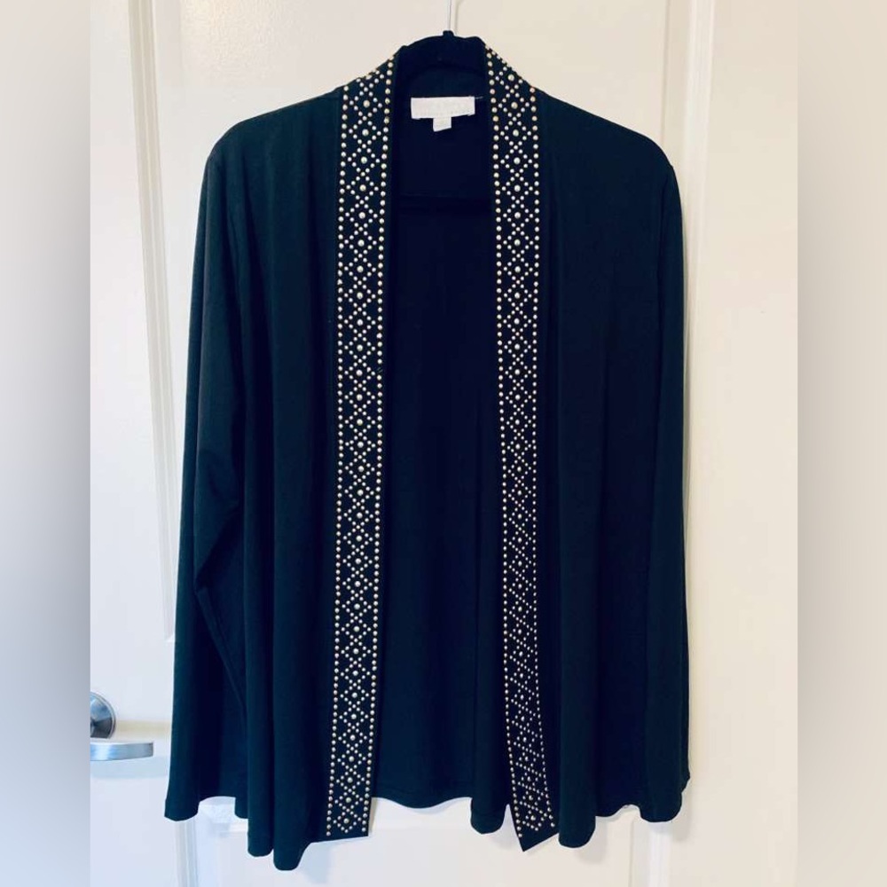 Carolyn Taylor Black Embellished with Gold Studs Women’s Cardigan Size Large